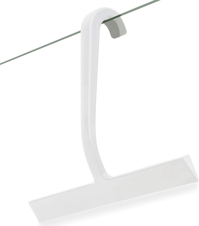 Shower Squeegee for Glass Doors – 10" Silicone Squeegee with Built-in Hook, One-Piece Seamless Design, Streak-Free & No-Scratch Window Cleaner for Bathroom, Mirrors & Tiles (White)