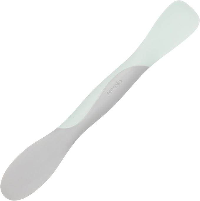 Tovolo Mini Scoop and Spread Tool for Kitchen Meal Prep Small Sandwich Spreader Spatula for Peanut Butter Jelly, Silicone BPA Free Dishwasher Safe Scooper Spreader, Blue Haze and Oyster Gray