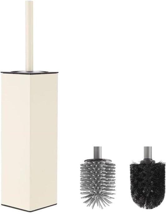 BVL Toilet Brush and Holder Set White Freestanding for Bathroom