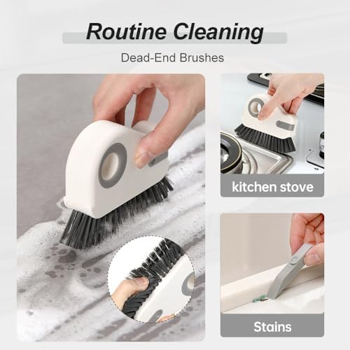 2 in 1 Groove Cleaning Brush Window Track Cleaning Tools, 2025 New Hard Bristle Crevice Cleaning Brush with Hidden Scraperfor Sliding Door Track, Window Sill, Shutter Door(Orange,2pcs)