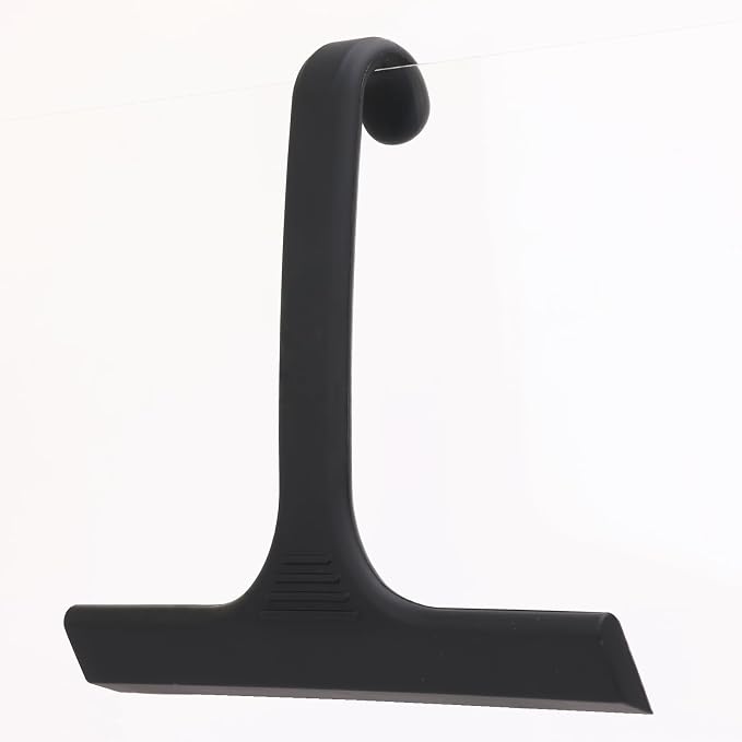 Silicone Shower Squeegee - All-in-One Design with Built-in Hook, 10 Inch Streak-Free Bathroom and car Cleaner for Glass Doors, Mirrors, Windows, Tiles Black
