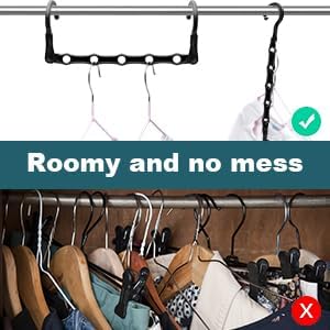 6 Pack Closet Organizers and Storage Stronger, Magic Clothes Hangers | College Dorm Room Essentials for Girls Guys, Space Saving Hangers, 5 Holes, Closet Storage, Home Organization