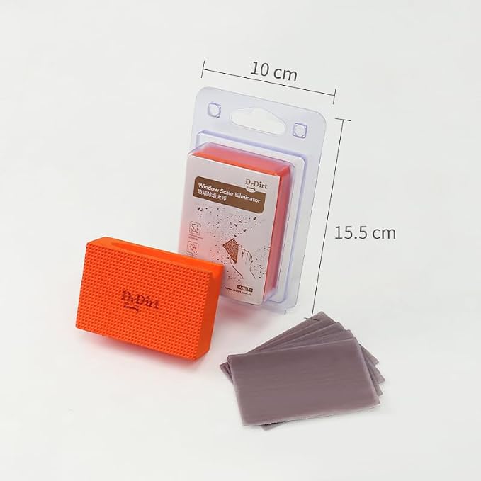 DrDirt Limescale Eraser for Glass, Professional Hard Water Stain Remover Tool for Windows, Shower Screens and Mirrors, Non-Chemical Abrasive Cleaning Block