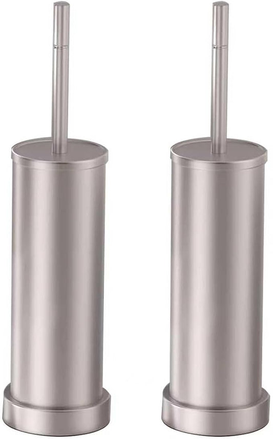 2 Pack Brushed Nickel Toilet Brush with Holder, 304 Stainless Steel Toilet Bowl Brush, Anti-Splash Design, Detachable Inner Tube for Bathroom RV
