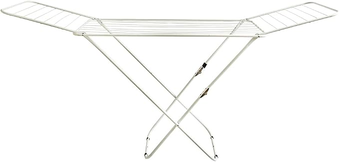 Home Vida Clothes Drying Rack - Metal Winged Folding Clothes Airer with 18m Drying Space, Foldable Design, Indoor/Outdoor Use, White