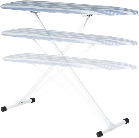 Full Size Ironing Board with Cover & Pad – USA-Made with Enhanced Grip Feet for Extra Stability – Adjustable Steel T-Legs 35" High – Perforated Top – Durable Iron Board for Home, Laundry Room, Stripe