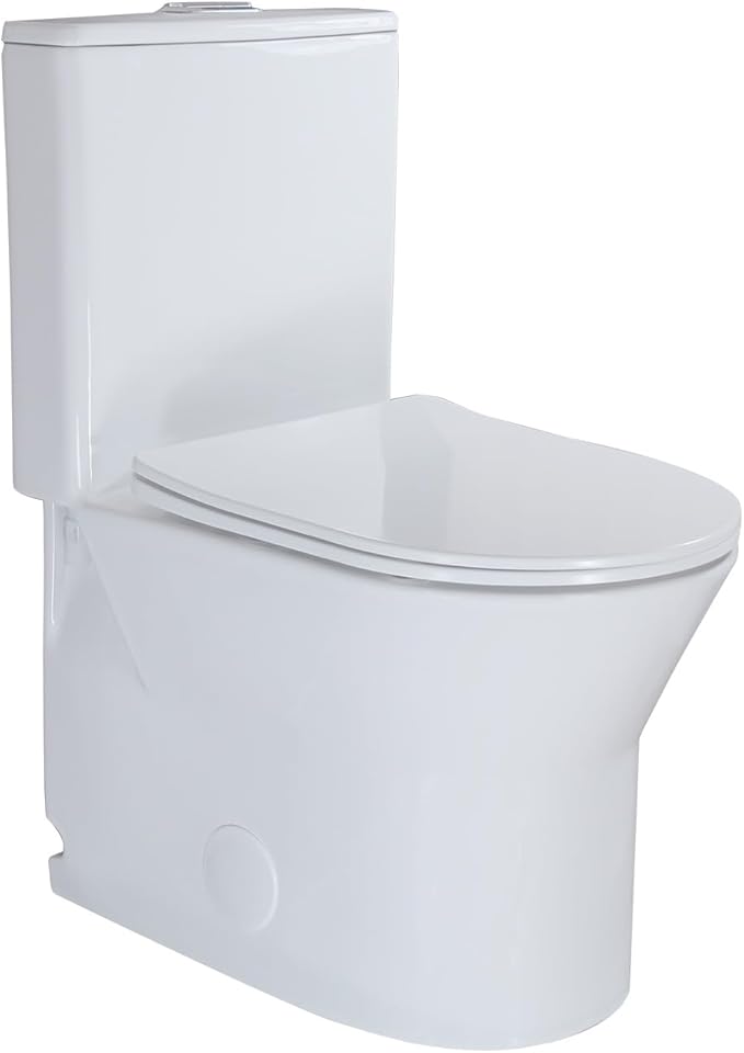 WinZo Small One Piece Toilet with 10" rough-in Compact Modern Dual Flush For Tiny Short Bathroom Powder Room White