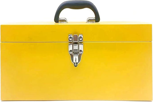 Large Tool Box Organizer Took Box Fishing Tackle Box 16 Inch Tool Box Small Metal Toolbox Organizer With Metal Latch and Handle for Household Warehouse Tools Storage Yellow