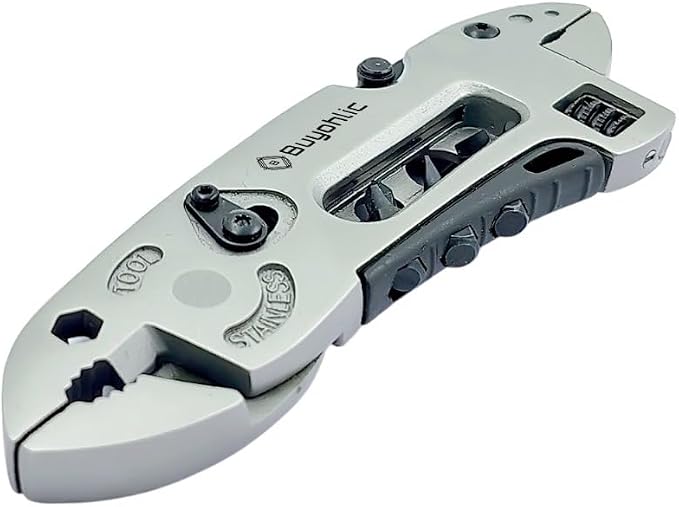 Buyohlic Multitool Wrench with 7 Tools/Pliers/Wire Cutter/Flat Screwdriver Adjustable Multi Purpose Stainless Steel Tool