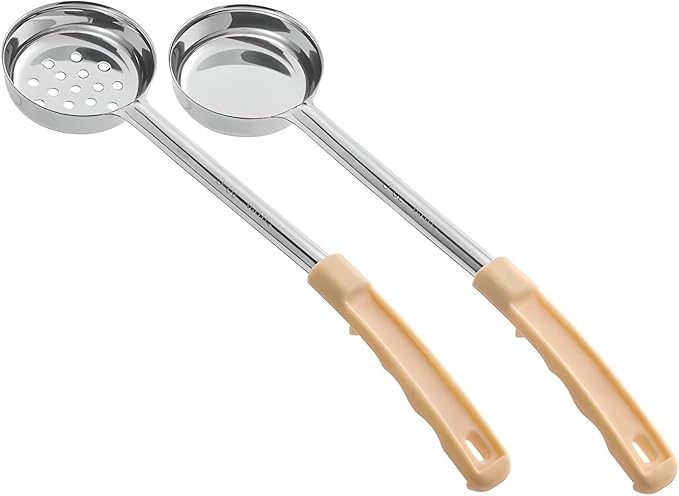 OCS Parts 2-Pack 3 Ounce Perforated and Solid Portion Spoons | Stainless Steel Dishwasher Safe Kitchen Multipurpose Portion and Serving Spoons