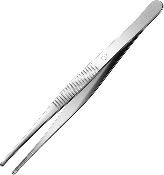 Aniso long tweezers with precision serrated kitchen tweezers tongs for barbecue and hand-made stainless steel cooking tweezers（6 inches）