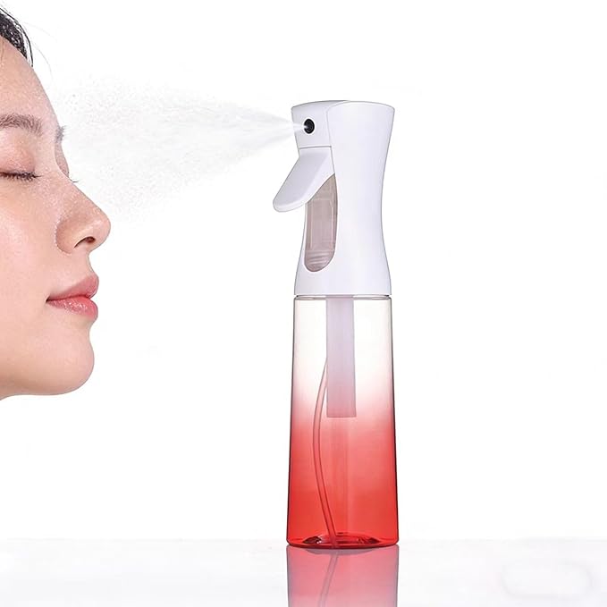 ZALUJMUS Ultra Fine Mist Spray Bottle, 50ml Continuous Sprayer, Plastic Reusable Container for Hair, Travel Size, Hand Wash Care, Sport Theme (Gradient Red)