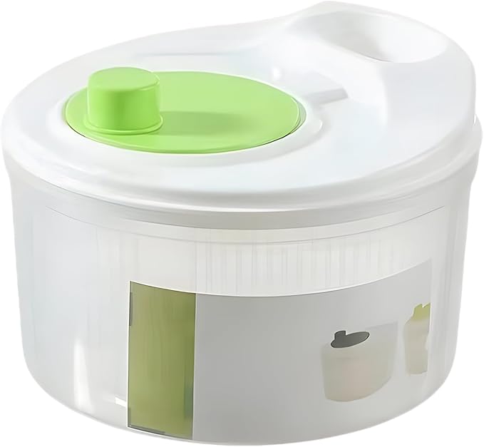 Salad Spinner,Vegetables Fruits Wash Bowl Large Capacity BPA Free Double Layer Detachable Manual Lettuce Spinner,Fruit and Vegetable Washer,Spin and Dry Salad Greens (Green)