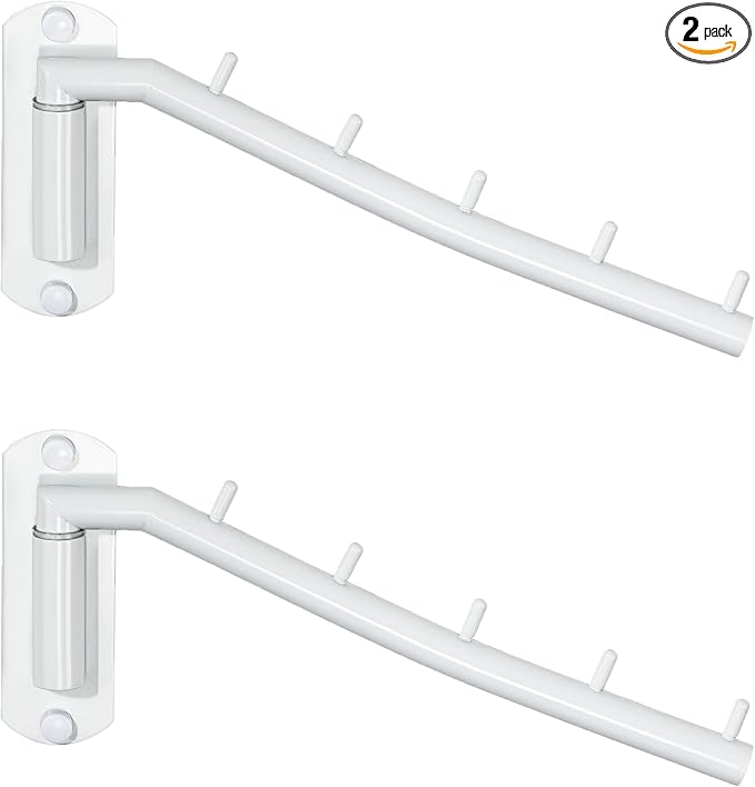 Alise Wall Mounted Drying Rack,Swivel Clothes Drying Hangers,White,2 Pack | Space Saving Clothes Hanger Rack,Heavty Duty Stainless Steel Clothes Wall Drying Rack for Laundry Closet Bedroom/Bathroom