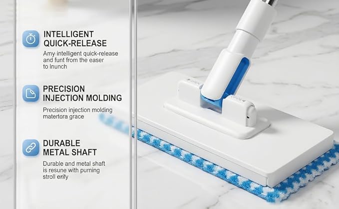 Snap Grip Mini Mop, Zero Touch MiniMop, Disposable Clip Mopstick Reusable Cloths, Retractable Gap Dust Cleaner Flat Mops with Locking Head & Sweeping Cloths (1*mop+5*Cloth)
