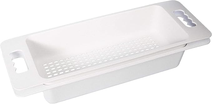 Zuhnë Reeva Over The Sink Colander Strainer Set of 2, Food Grade Wheat Fiber Composite, BPA Free, Stackable Soak Rinse Bins, Light Grey, Fits 15 to 17 in Sink Bowls