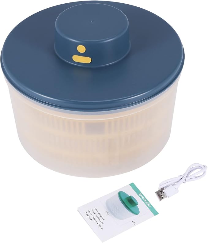 Electric Salad Spinner - Lettuce Vegetable Dryer, USB Rechargeable, Quick Drying Lettuce Fruit Spinner with Bowl