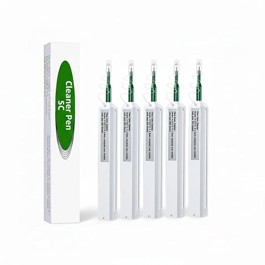 Fiber Optic One-Click Cleaner Pen, Push-Type Connector End Face Cleaning Tool, Up to 800 Uses, Anti-Static Design for LC or SC/FC/ST Connectors (2, SC/ST/FC)