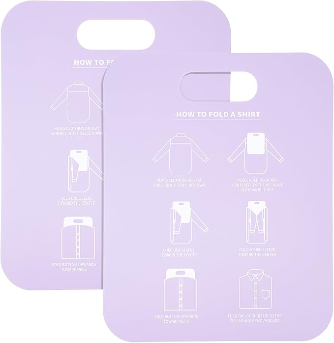 VICASKY 2Pcs Shirt Folding Board - Shirts Clothes Folder Plastic Laundry Folders Folding Boards Helper Tool for Home Laundry Room Folding T Shirts Dress Shirts