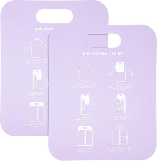 VICASKY 2Pcs Shirt Folding Board - Shirts Clothes Folder Plastic Laundry Folders Folding Boards Helper Tool for Home Laundry Room Folding T Shirts Dress Shirts