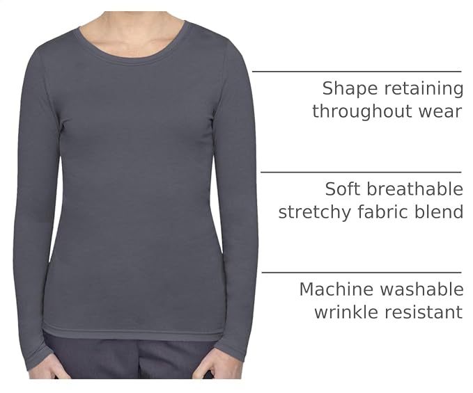 Healing Hands Underscrub Long Sleeve Women Knits Scrub Tops | Soft Cotton Blend Knit, Breathable Stretch Comfort, Machine Wash, Easy Care Fabric, Ideal For Layering Under Scrubs