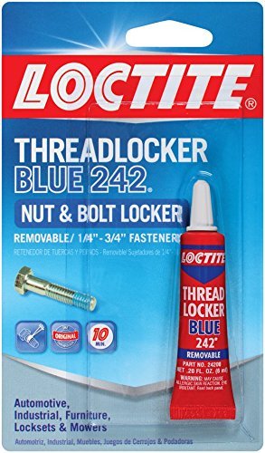 Loctite Threadlocker Blue 242 - Removable Thread Lock Glue for Nuts, Bolts, & Fasteners, Medium Strength Screw Glue to Prevent Loosening & Corrosion - 6 ml, (Pack of 12)