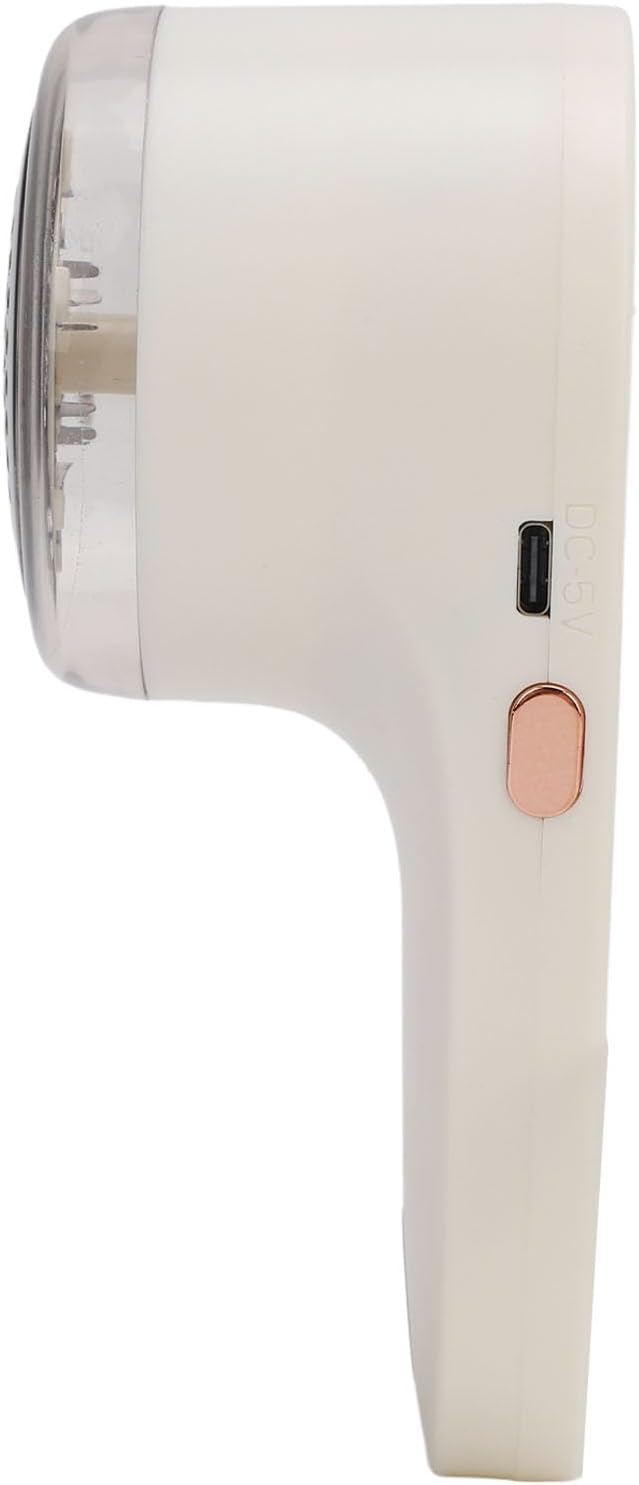 Fabric Shaver and Lint Remover, Electric Defuzzer with 6-Leaf Stainless Steel Blades, Removable Bin, Dual Protection, for Clothes, Sweater, Couch, Blanket, Curtain (Cream White)