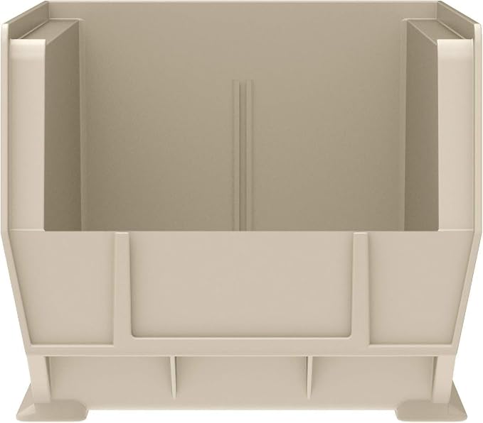 Akro-Mils 30240 AkroBins Plastic Storage Bins, Space-Saving Stackable Bins for Garage, Pantry, Craft Organization, 15" x 8" x 7", Stone, 12-Pack