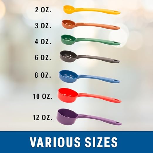 Cook’s Rite-Size Portion Control Serving Spoons Set, Color-Coded Portion Control Spoons, Spoodles Kitchen Utensils, Heat-Resistant Copolymer Plastic (7 Sizes, 2–12 oz)