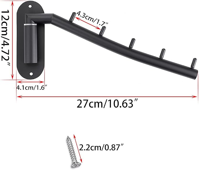 Sumnacon 2 Pcs Stainless Steel Clothes Hanger Rack-Wall Mount Garment Hook with Swing Arm, Sturdy Coat Robe Storage Organizer for Laundry Room Bedrooms Clothing Drying Rack with 5 Hooks, Black