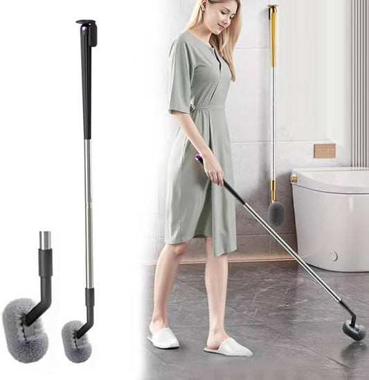 Stainless Steel Toilet Brush with Long Handle and 2- Durable Bristles, Magnetic Holder for Bathroom Deep Cleaning