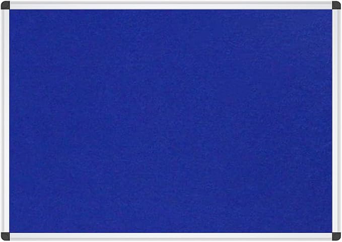 VIZ-PRO Notice Board Felt Blue, 48 X 24 Inches, 3 Pack, Silver Aluminium Frame