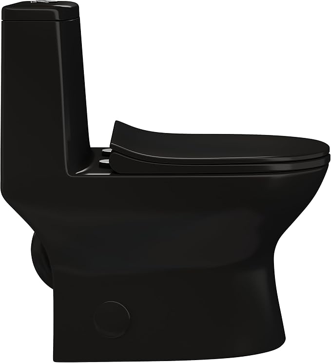 Ivy One Piece Toilet Dual Vortex Flush in Glossy Black 1.1/1.6 gpf