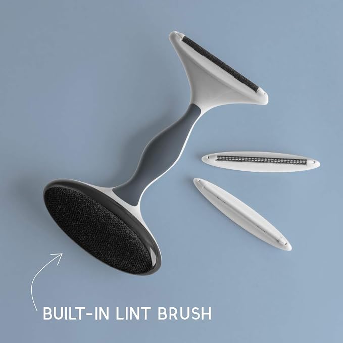 Battery-Free Fabric Shaver & Lint Brush | Ultimate Fuzz Remover Sweater Comb | Lint Remover and Depiller for Clothing & Furniture (Slate Blue in Carton Box)
