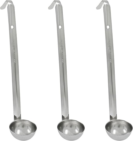 Piutouyar 3 Pcs 1 oz Soup Ladle Set, Stainless Steel Ladle with Long Hooked Handles Kitchen Cooking Serving Ladle Accessories for Cooking Soup Sauce Stews