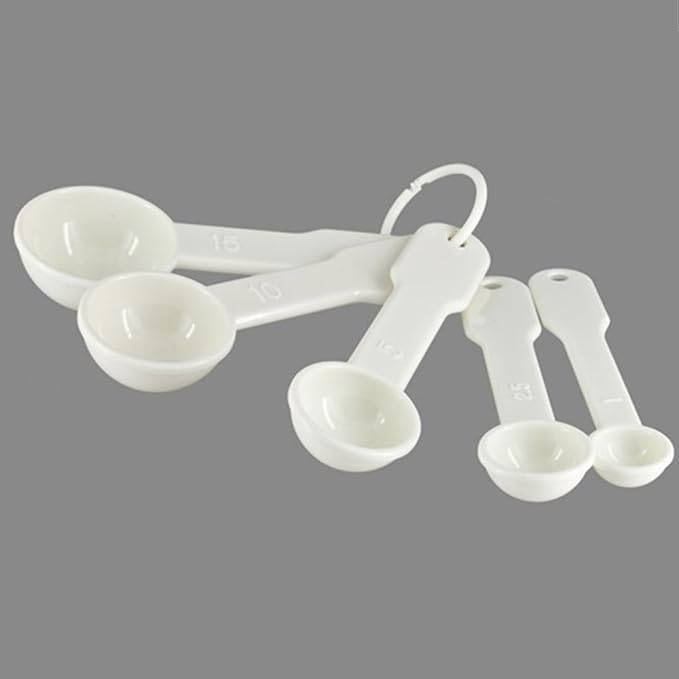 5 in 1 White Plastic 1g 2.5g 5g 10g 15g Measuring Spoons Set Kitchen Baking Tools