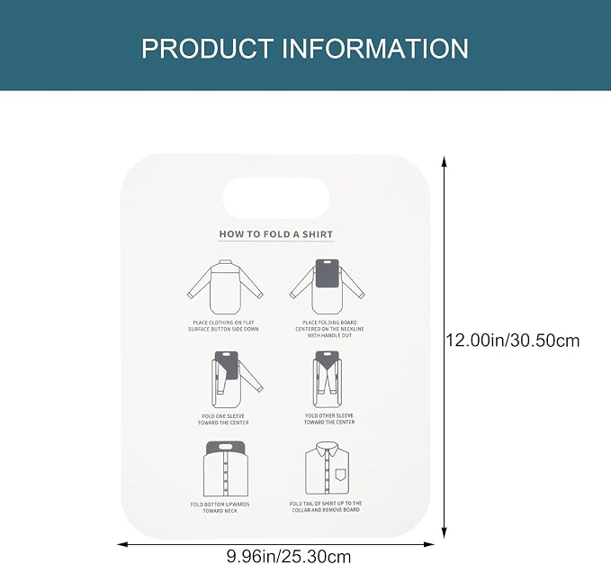 SEWACC 2-Pack Shirt Folding Board Laundry Folding Board for T-Shirts Short- and Long-Sleeve Shirts Collared Shirts Closet Drawer Suitcase Organization 12.00 X 9.96 X 0.03 in
