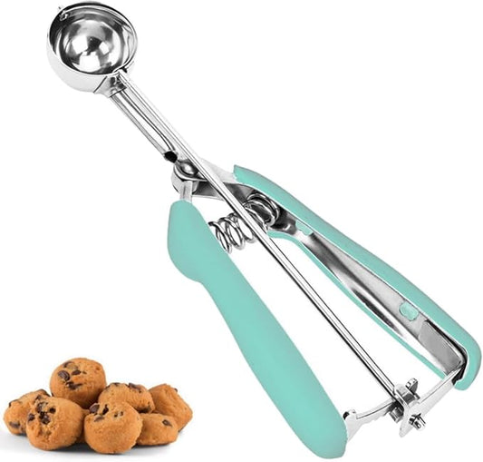 Cookie Scoop, Ice Cream Scoop, 2Tsp/10ml/0.34oz Cookie Scoops for Baking, 18/8 Stainless Steel Cookie Scooper for Baking, Mini Cupcake Scoop, Cookie Dough Scoop with Non-slip Grip (Mint)