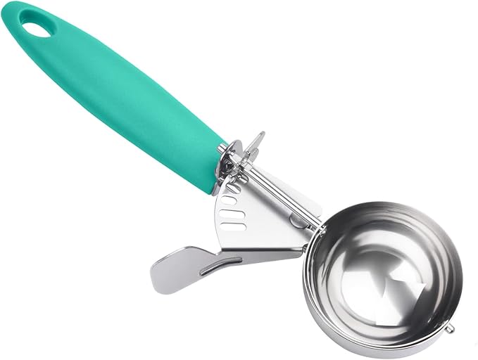 JUNADAEL J Portion Scoop, 2.75 OZ Disher Scoop, #16 Cookie Scoops, Green Handle, for Portion Control, Cookie Dough, Cupcake Batter, Ice Cream, Muffin, Mashed Potatoes