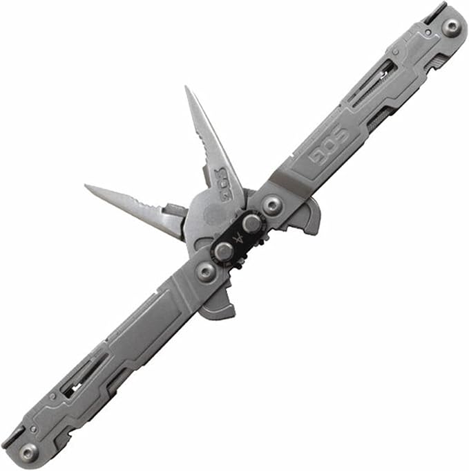 SOG PowerAccess Stainless Steel Multi-Tool Well-Rounded One-Handed Lightweight Daily Pocketable for Backcountry 18 Tools, Stone Wash | 18 Tools, Compound Leverage Pliers, Magnetic 1/4 Hex Driver, 5.9 Open, 4.1 Closed