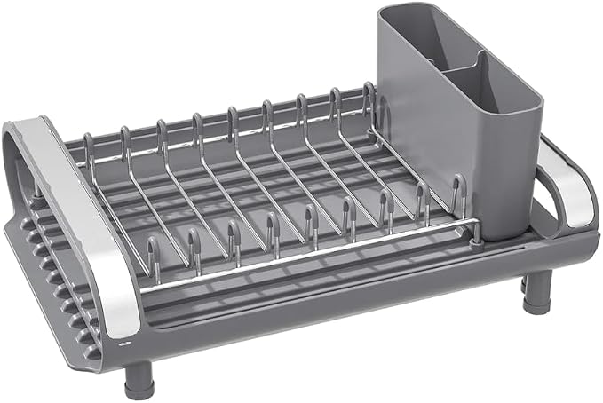 Better Houseware in Sink Dish Drying Rack, Dish Drying Rack in Sink with Non-Slip Handles, Stainless Steel Space-Saving Design, Dish Rack Holds 8 Plates, 12.25 x 18 x 10.75 Inch, Gray