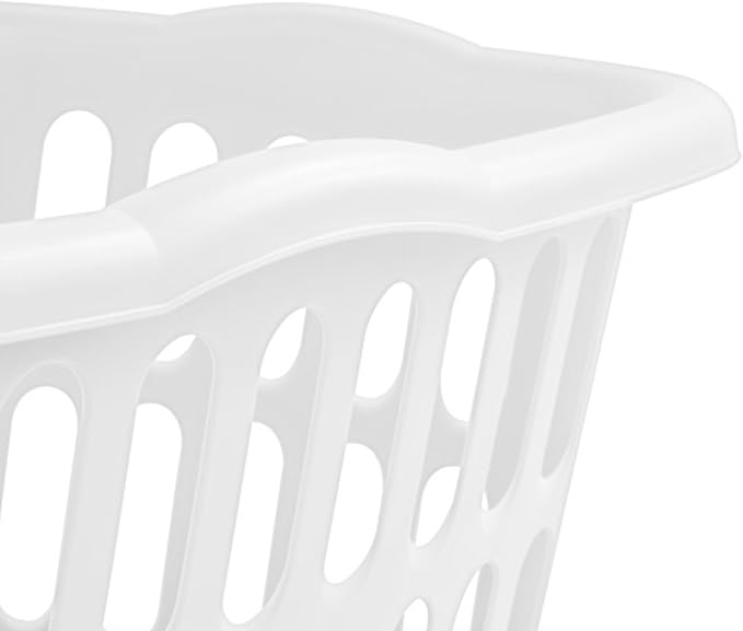 Sterilite 12-Pack Rectangular Laundry Basket, Plastic Clothes Hamper, 1.5 Bushel, White - Dirty Clothing Storage Organizer with Handles for Bedroom, Bathroom, and Closet | 1.5 Bushel, White - Dirty Clothing Storage Organizer with Handles for Bedroom, B...
