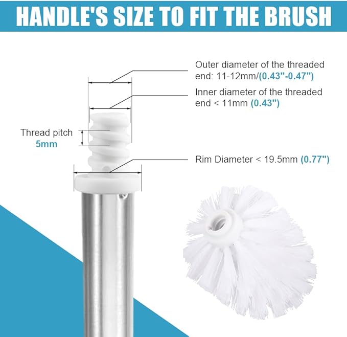 2PCS Toilet Bowl Brush Replacement Head, Toilet Brush Head Replacement with Durable Stiff Bristles, Cleaning Tool for Home Hotel Bathroom (Color:White)