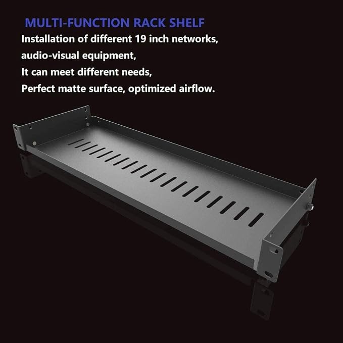 1U Disassembled Vented Cantilever Server Rack Shelf 6" Depth | Steel Universal 19" Rack Mount Tray for Server, AV, IT, Sound Equipment in 19-inch Network Rack and CabinetCabinet(1U6V)