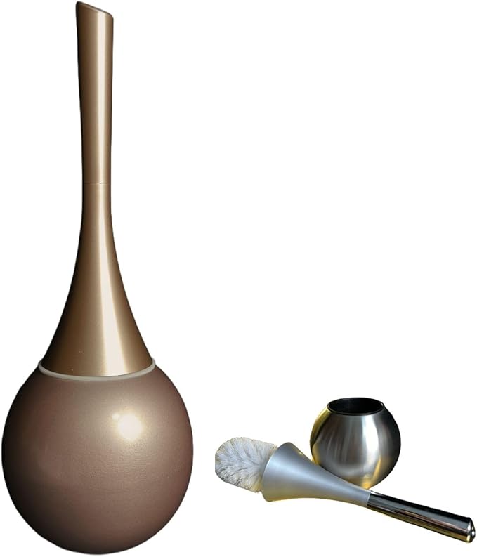 Elegant Toilet Brush Set – Stylish Hammered Design, Durable Handle, Anti-Splash Base, Modern Bathroom Accessories, Easy to Clean & Maintain (Rose-Golden Upgrade)