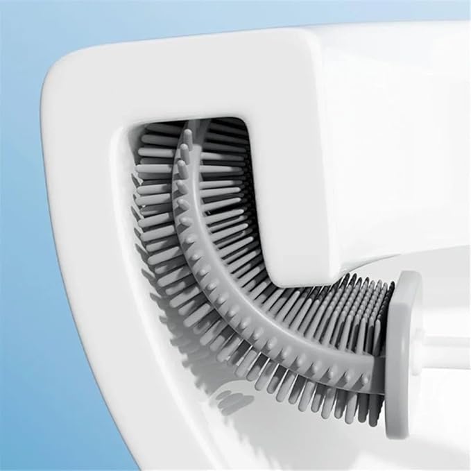 Toilet Brush Bathroom Tool Silicone Toilet Brush Holder Set Wall Mounted Toilet Brush and Holder(Orange)