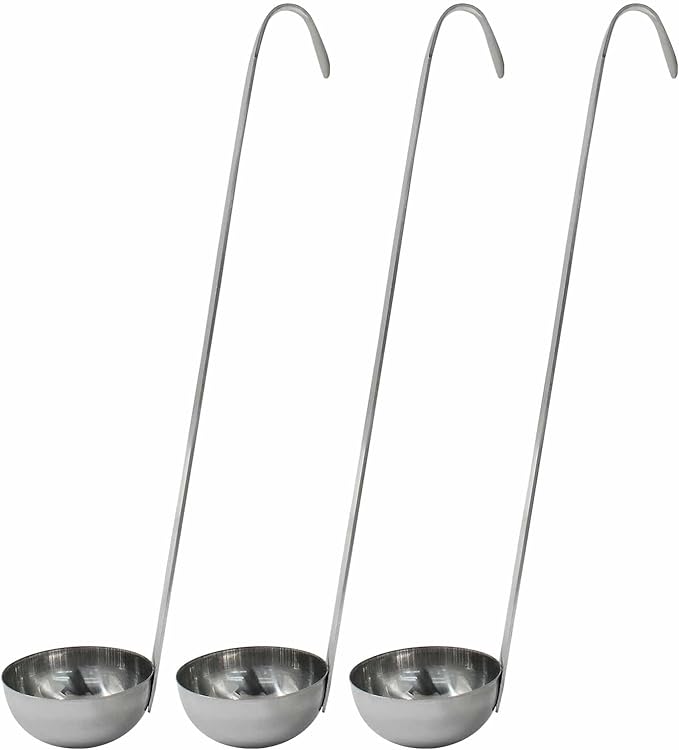 Zorfeter 3 Pcs 1 Oz Soup Ladle Set, Stainless Steel Ladles with Long Handles for Serving, Cooking, Stirring, Portioning Kitchen Restaurant Accessories