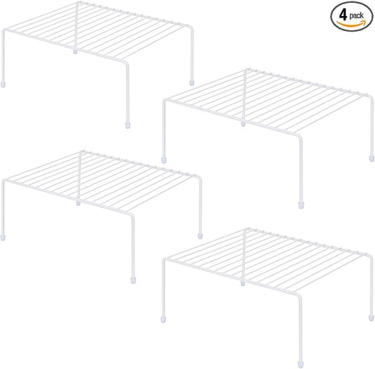 Medium (13.1 x 10.2 Inch) Cabinet Storage Shelf Rack, Shelves，Kitchen Counter and Cabinet Shelf, Storage Rack Organizer for Fridge, Cabinet, Bathroom Cupboard& Pantry (4, White)