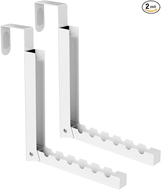 2-Pack Over The Door Hanger Foldable Clothes Drying Rack, Collapsible Hanging Coat Rack for Laundry Room & Bedroom, Space-Saving Compact Foldable Portable Clothing Hanger Hook, White