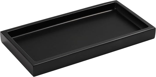 Luxspire Bathroom Vanity Tray, 8 x 4 inch Resin Dresser Jewelry Ring Dish Tank Storage Kitchen Sink Countertop Organizer Plate Holder for Perfume Soap Towel Bathroom Accessories, Mini, Matte Black